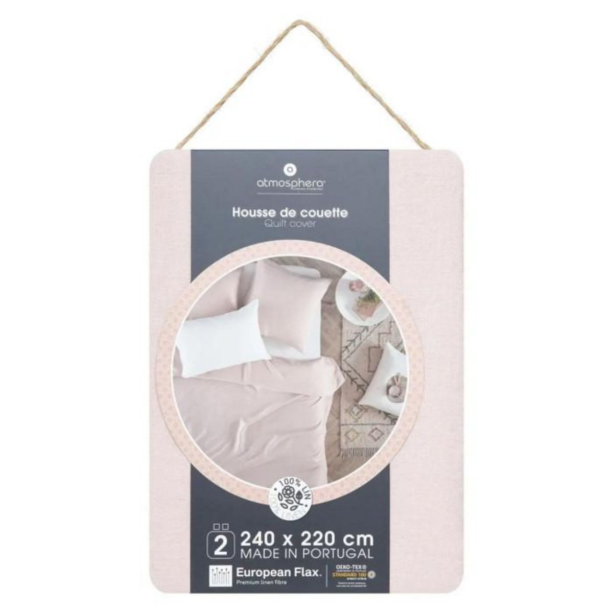 ATMOSPHERA Housse de couette 2 places Morning Sunshine 100% Lin