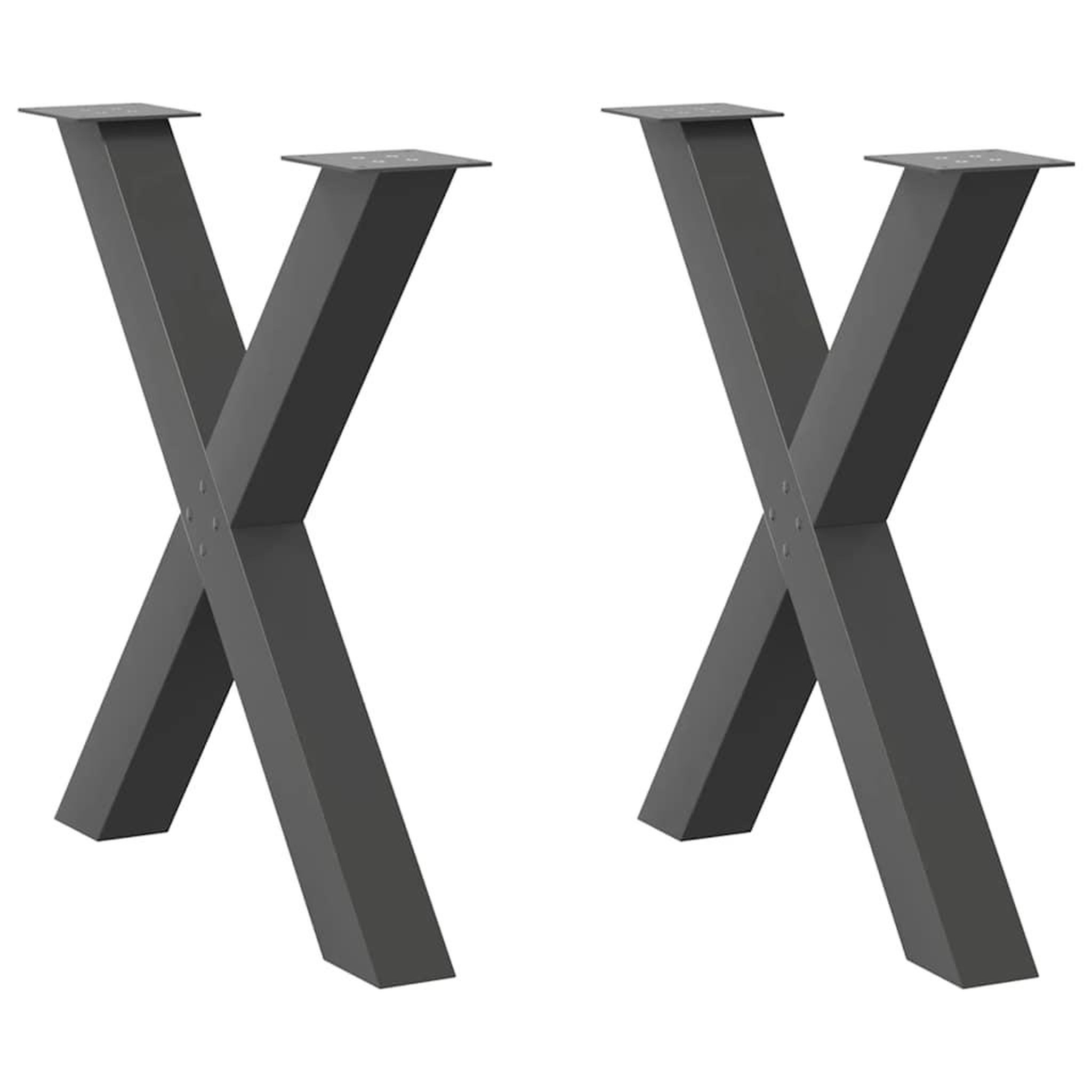 VIDAXL Pieds de table a manger forme de X 2 pcs 70x(72-73) cm acier