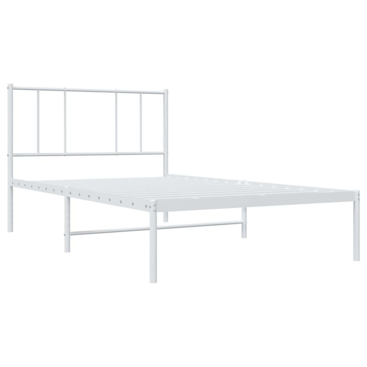 VIDAXL Cadre de lit metal sans matelas avec tete de lit blanc 90x190cm