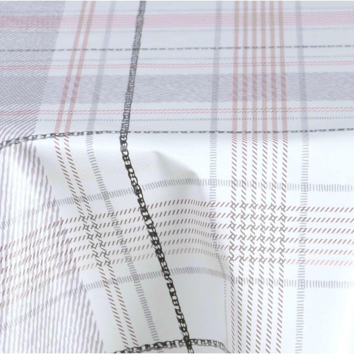 HABITABLE Nappe en toile cirée ronde Carreau - Diam. 150 cm - Ecru