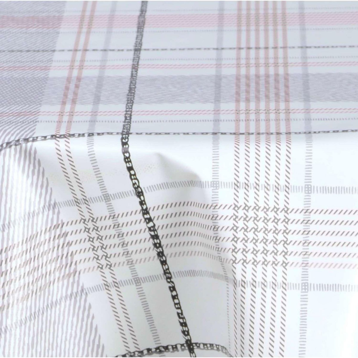 HABITABLE Nappe en toile cirée ronde Carreau - Diam. 150 cm - Ecru