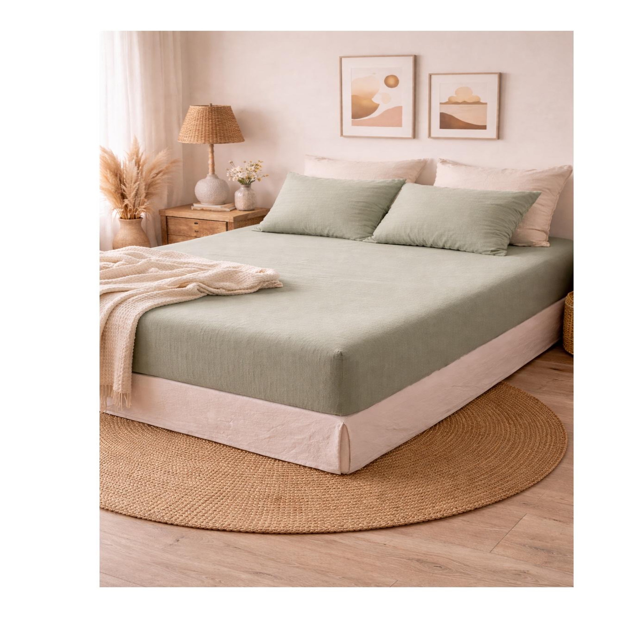 Voir la diapositive 3 : Eden Drap housse double gaze de coton gaïa