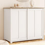 Voir la diapositive 2 : ID MARKET Buffet 100 cm JANGO 2 portes coulissantes blanc et plateau bois