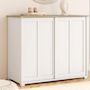 Voir la diapositive 2 : ID MARKET Buffet 100 cm JANGO 2 portes coulissantes blanc et plateau bois