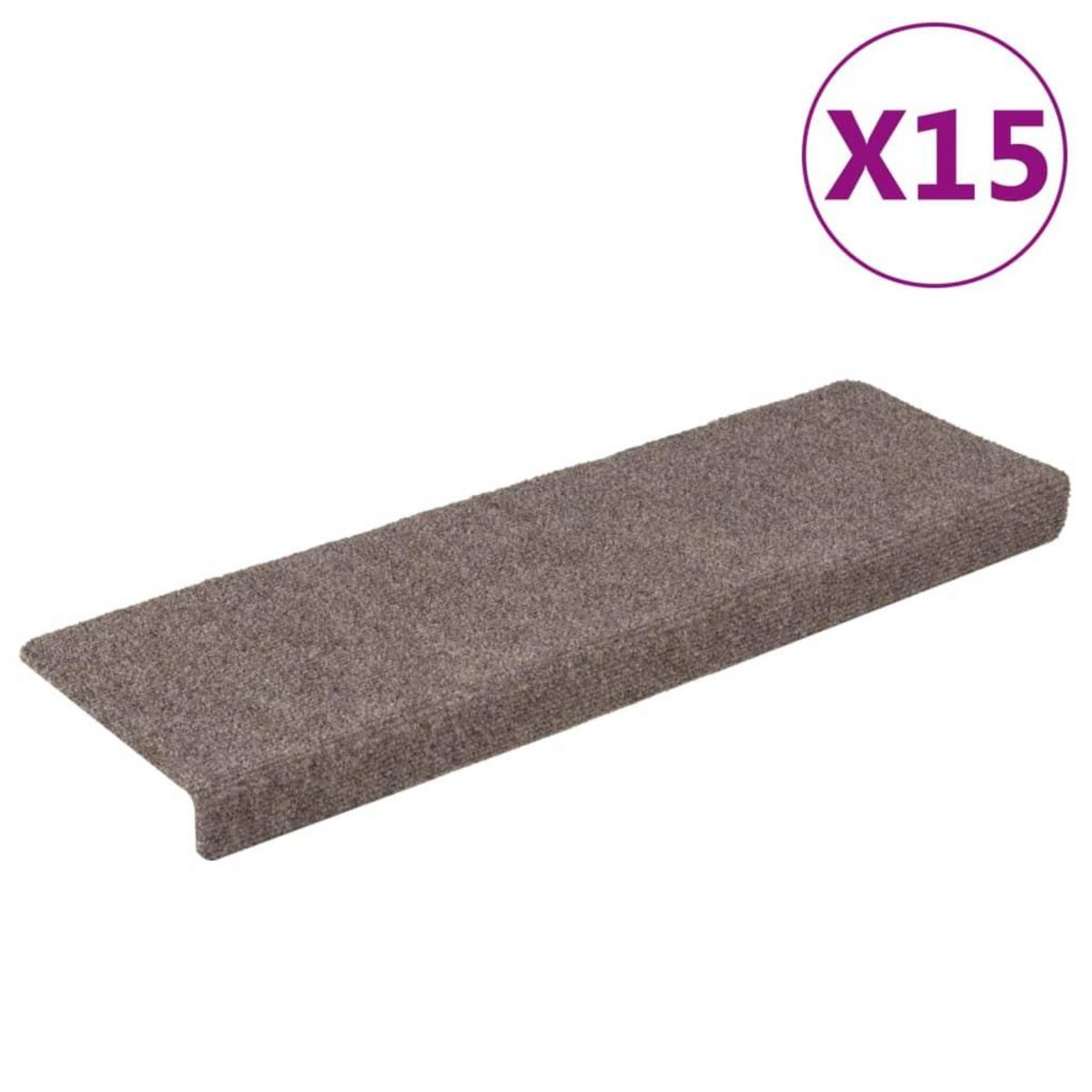 VIDAXL Tapis d'escalier 15 pcs Tissu aiguillete 65x21x4 cm Creme