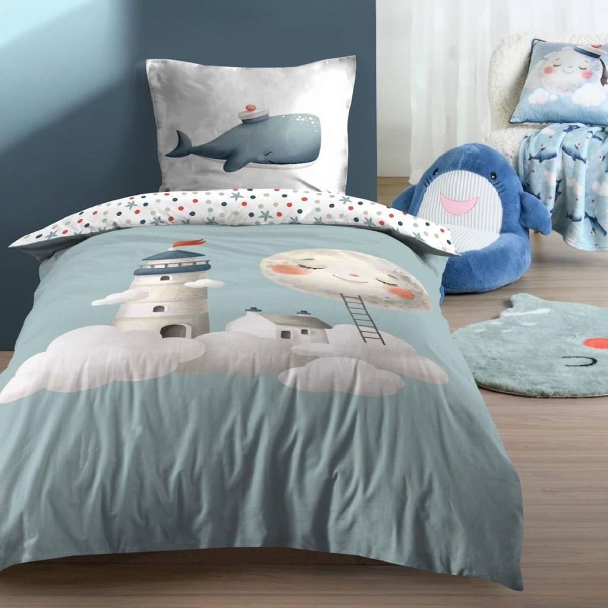 STOF Housse de couette enfant 140x200 + 1 taie coton 57 fils