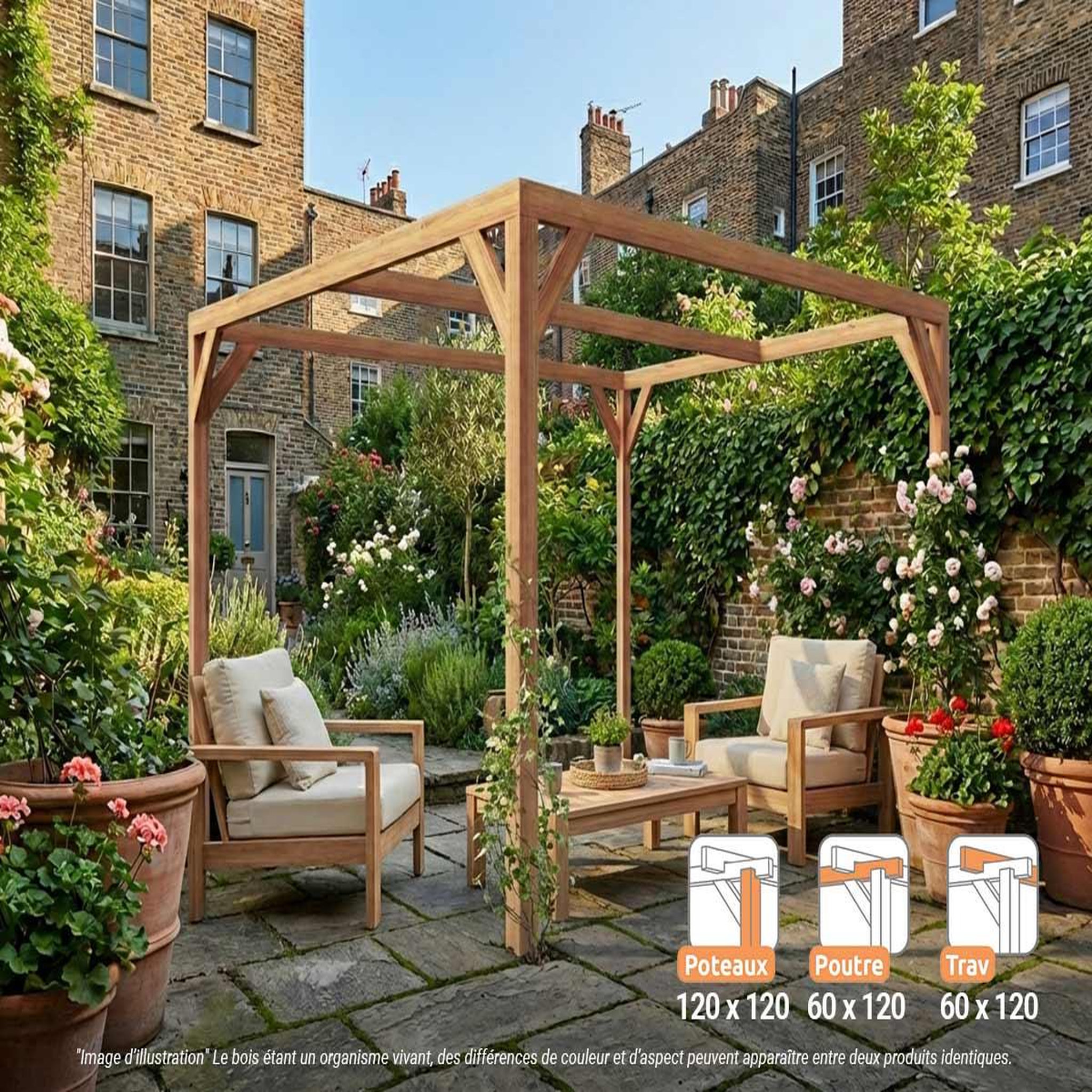 JARDIDECO Pergola en bois lamellé-collé caen 250 x 250 cm - maderland