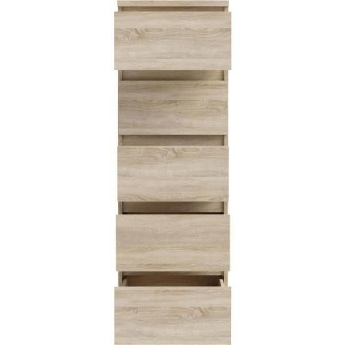 MARKET24 Commode CHELSEA 5 tiroirs - L 41,8 x P 42,2 x H 128,1 - Décor chene sonoma