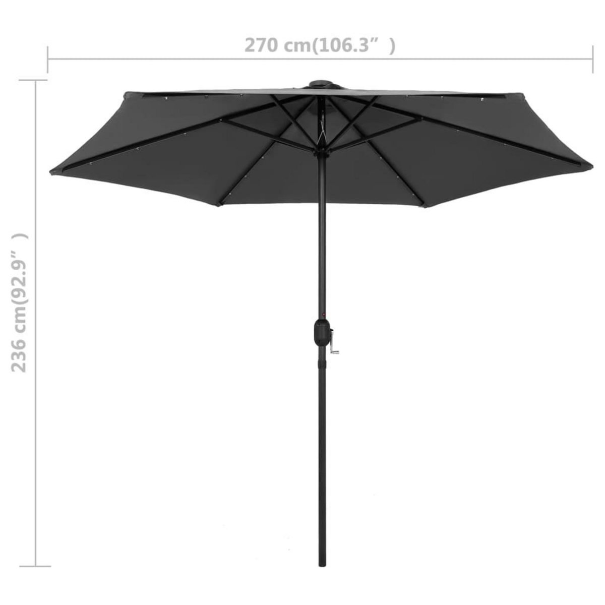 VIDAXL Parasol de jardin et lumieres LED mat en aluminium anthracite