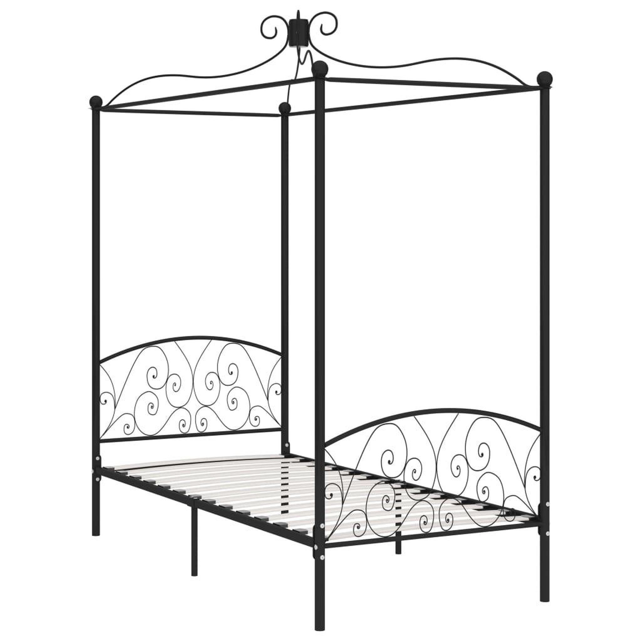 Voir la diapositive 2 : VIDAXL Cadre de lit a baldaquin Noir Metal 100 x 200 cm