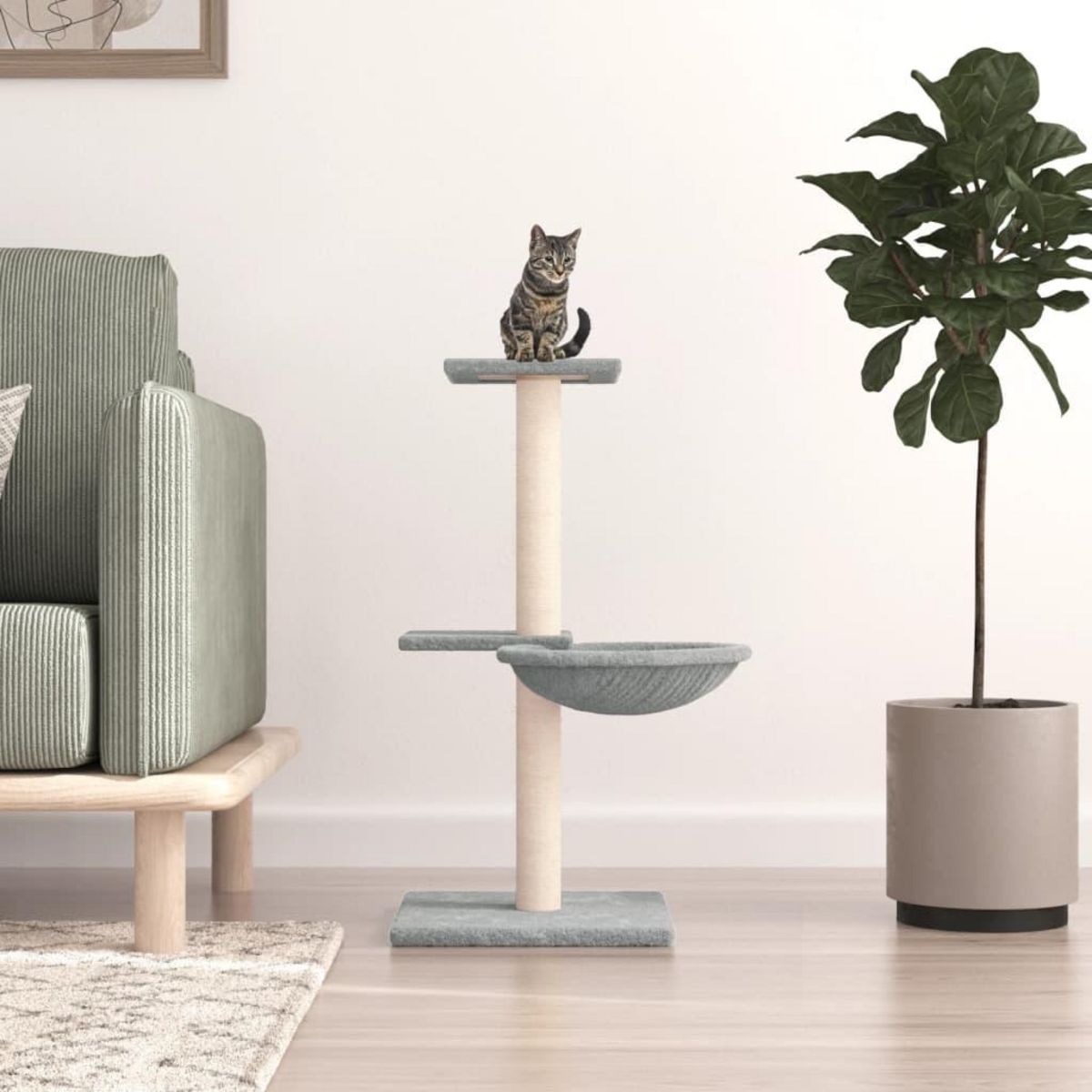 VIDAXL Arbre a chat avec griffoirs en sisal gris clair 72 cm