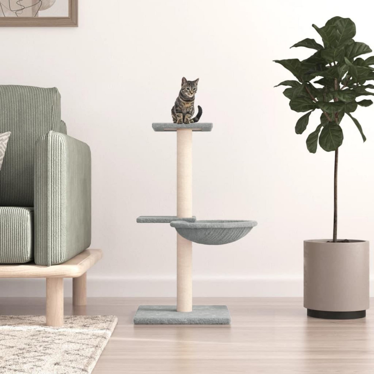 VIDAXL Arbre a chat avec griffoirs en sisal gris clair 72 cm