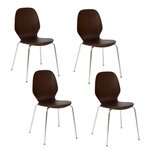 TOILINUX Lot de 4 chaises pieds métal assise en bois massif OURO - Marron foncé