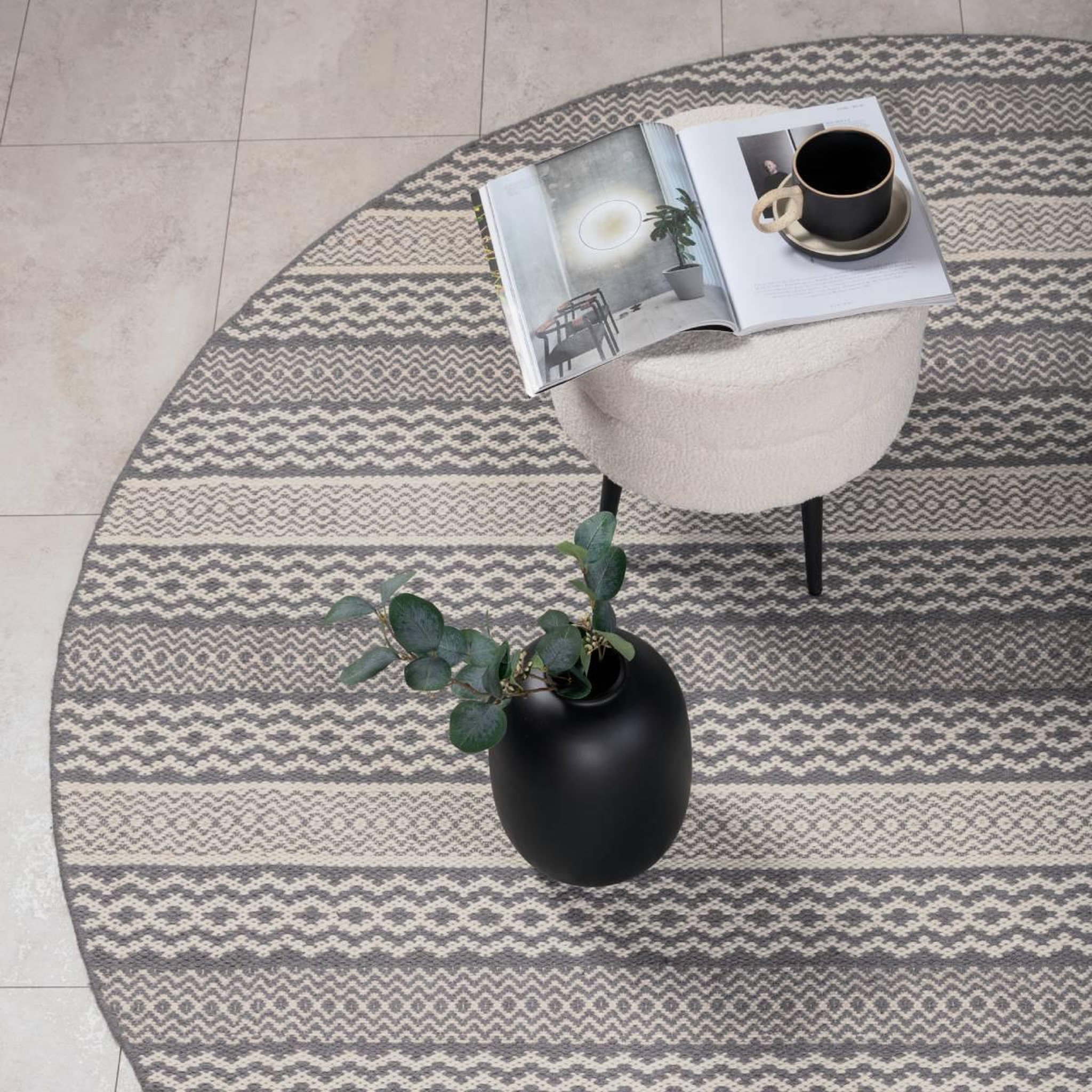 Voir la diapositive 3 : Paris Prix Tapis rond imprimé  sishu  200cm gris