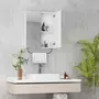 KLEANKIN Armoire murale miroir salle de bain - 2 portes, étagère réglable, porte-serviette - acier noir panneaux blanc verre