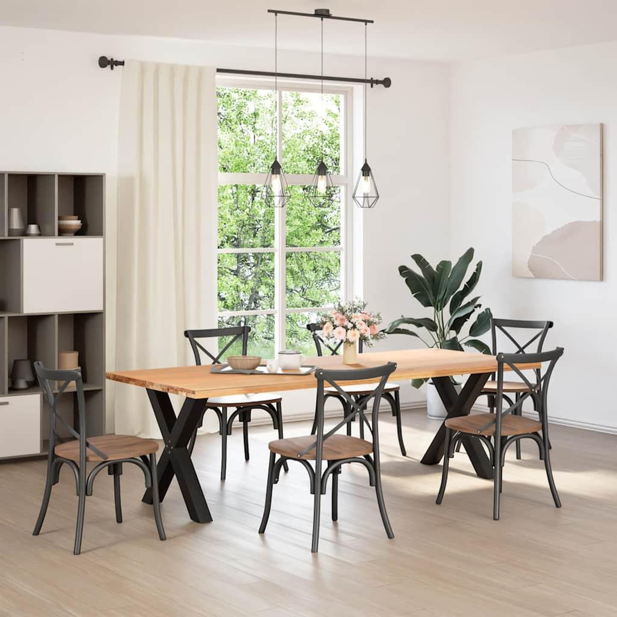 Voir la diapositive 2 : VIDAXL Pieds de table a manger forme de X 2 pcs noir 80x(72-73) cm