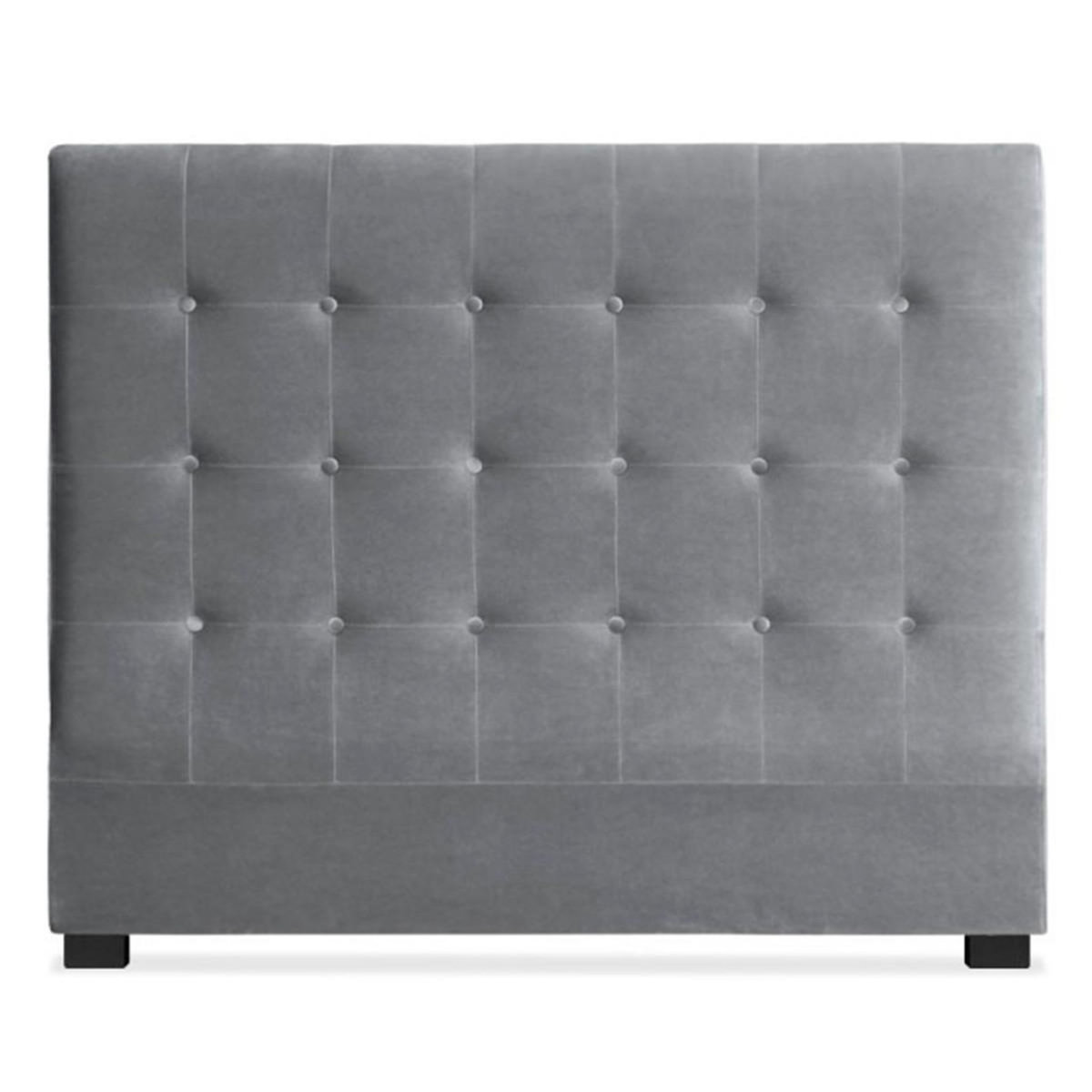 Paris Prix Tête de Lit Capitonnée en Velours  Amor  160cm Argent