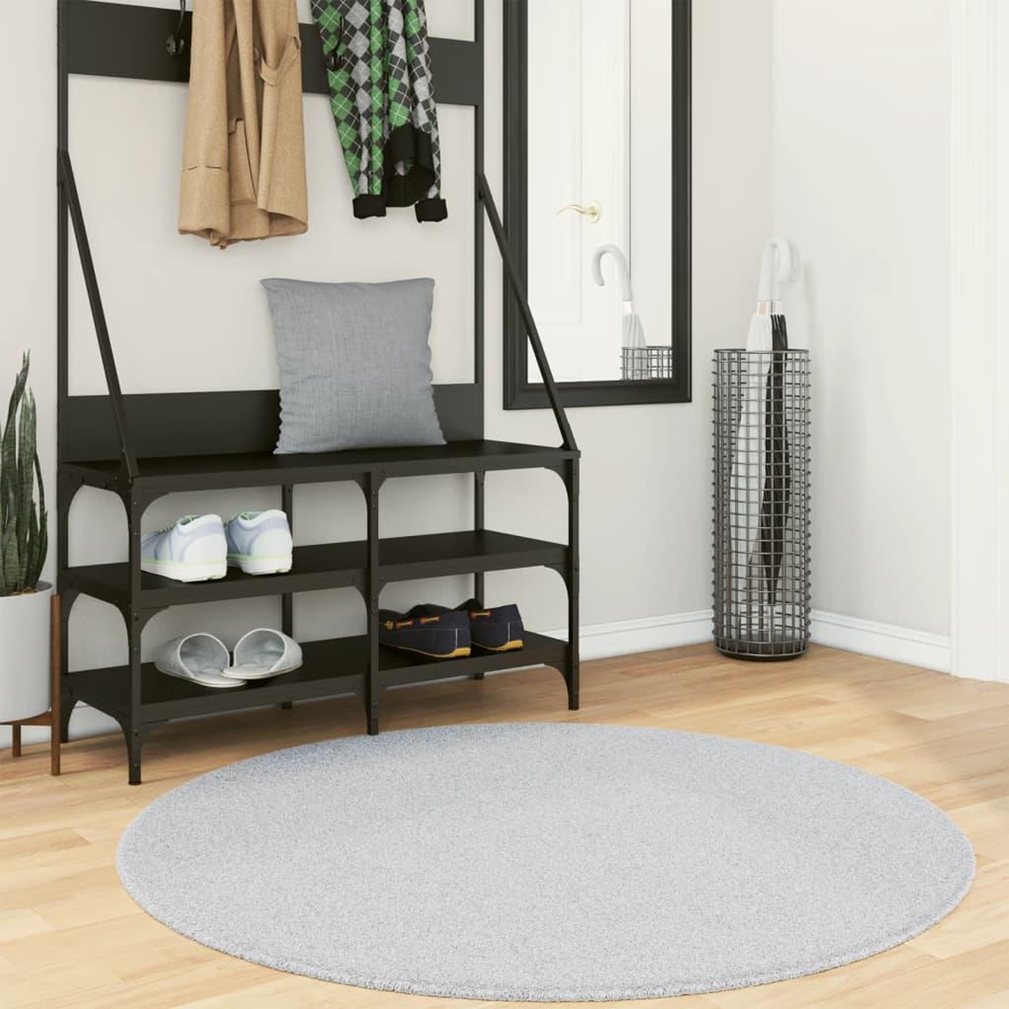 VIDAXL Tapis HUARTE a poils courts doux et lavable gris Ø 120 cm