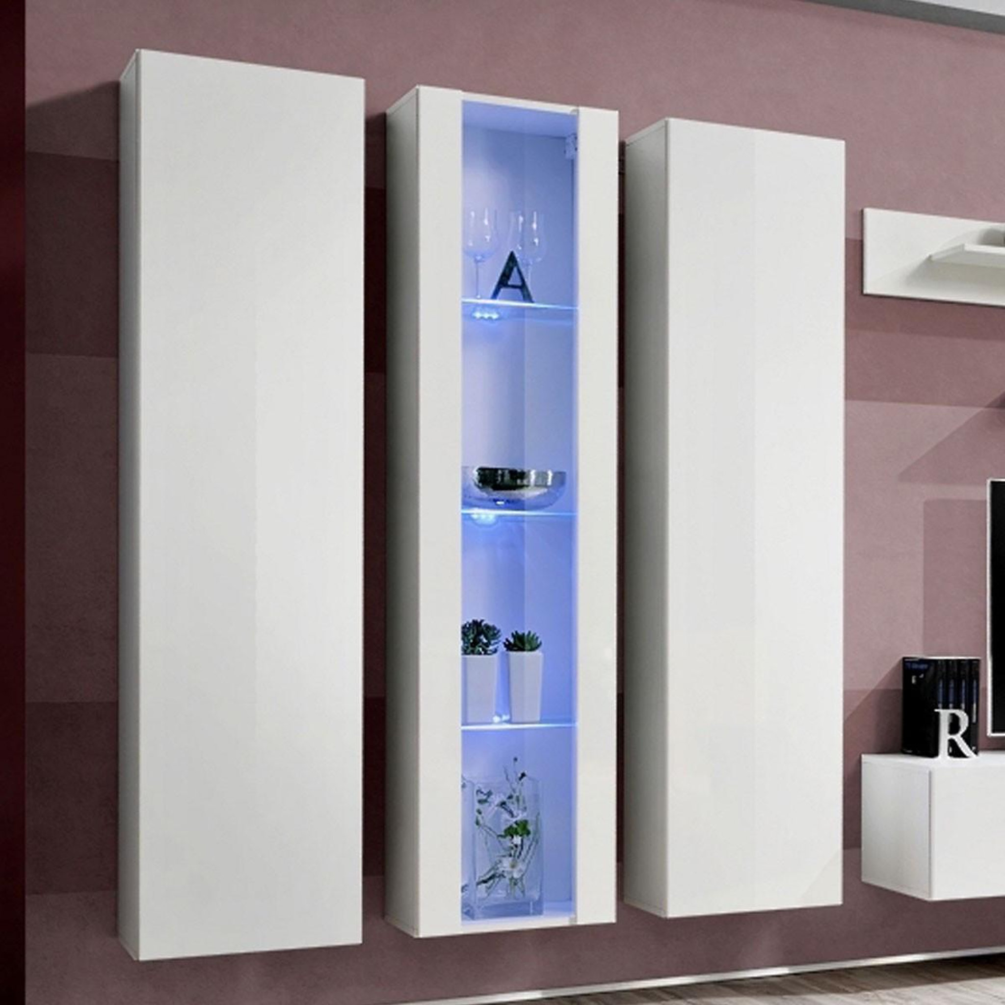 Voir la diapositive 2 : Paris Prix Ensemble meuble tv mural  fly c4  310cm blanc
