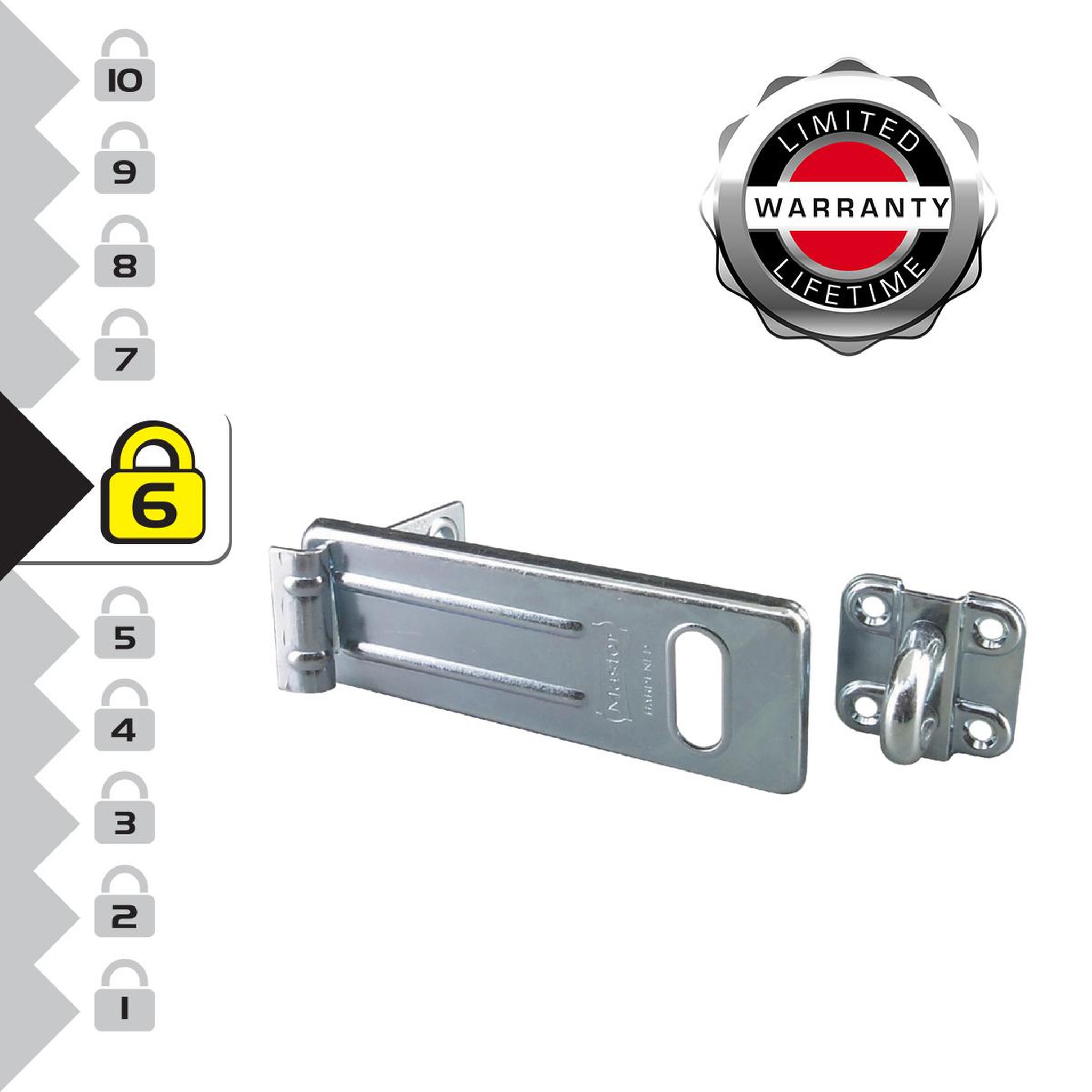 Master lock 706EURD Moraillon pour Verrouillage de Porte Extérieure, 15 x 6 cm