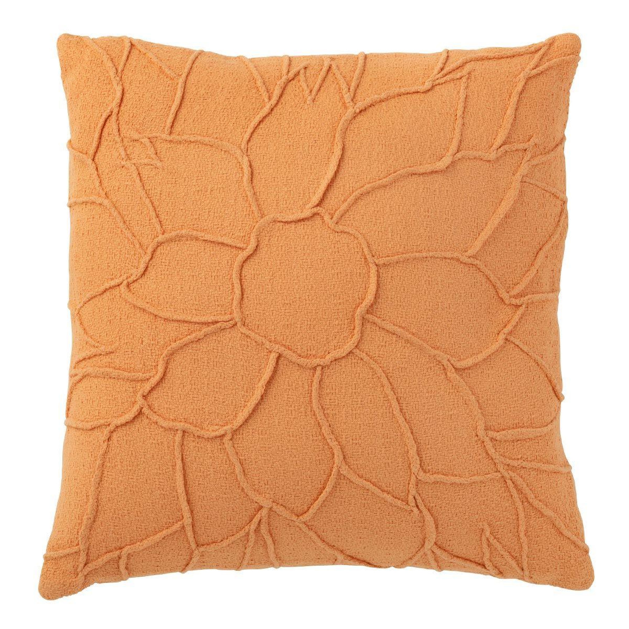 J-LINE Coussin déco  fleur  43x43cm corail