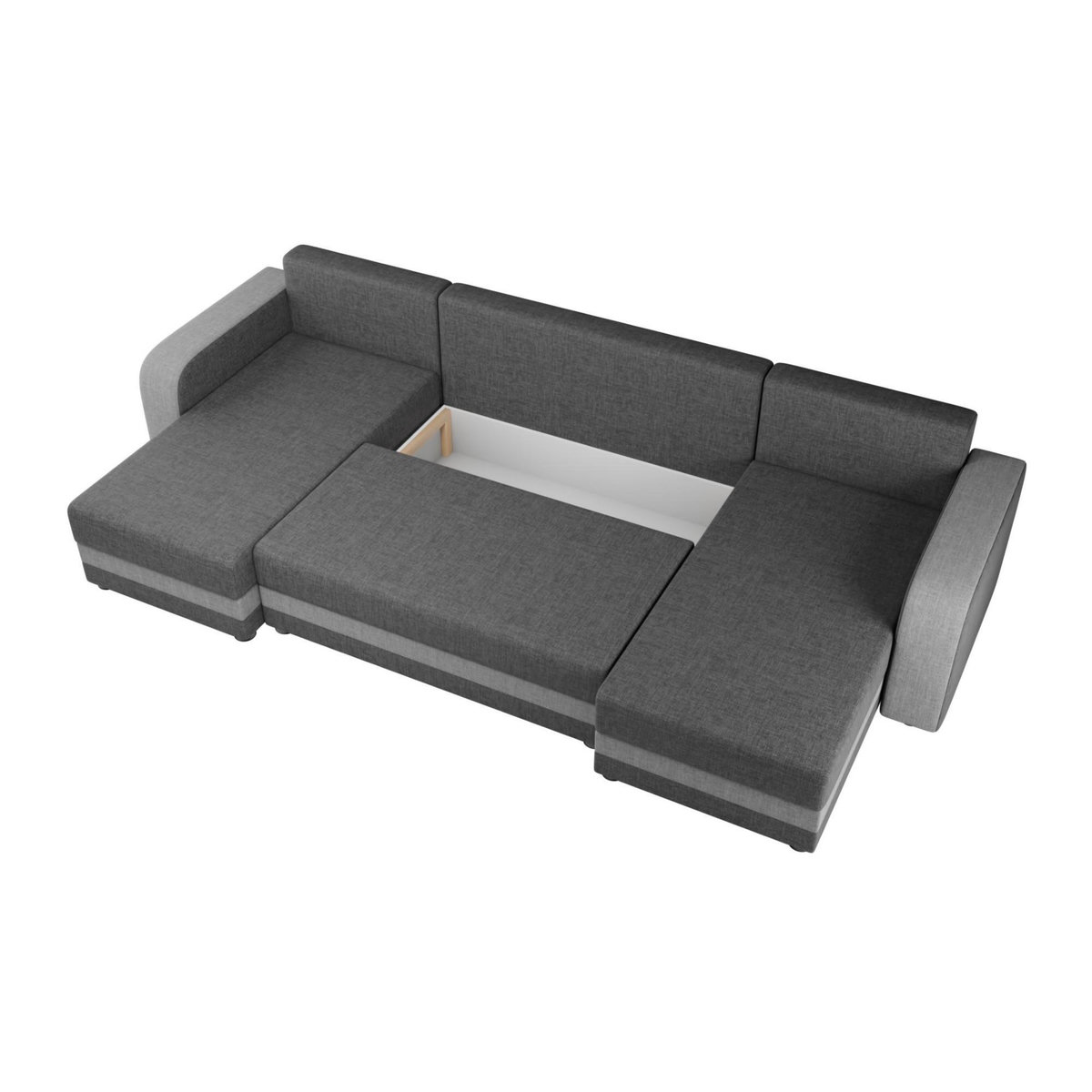 BEST MOBILIER Harvey - canapé panoramique en u 7 places convertible avec coffre en tissu bicolore