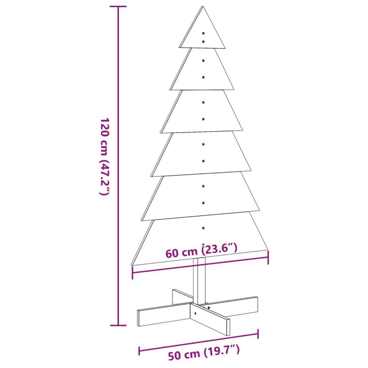 VIDAXL Arbre de Noël en bois pour decoration 120 cm bois massif de pin