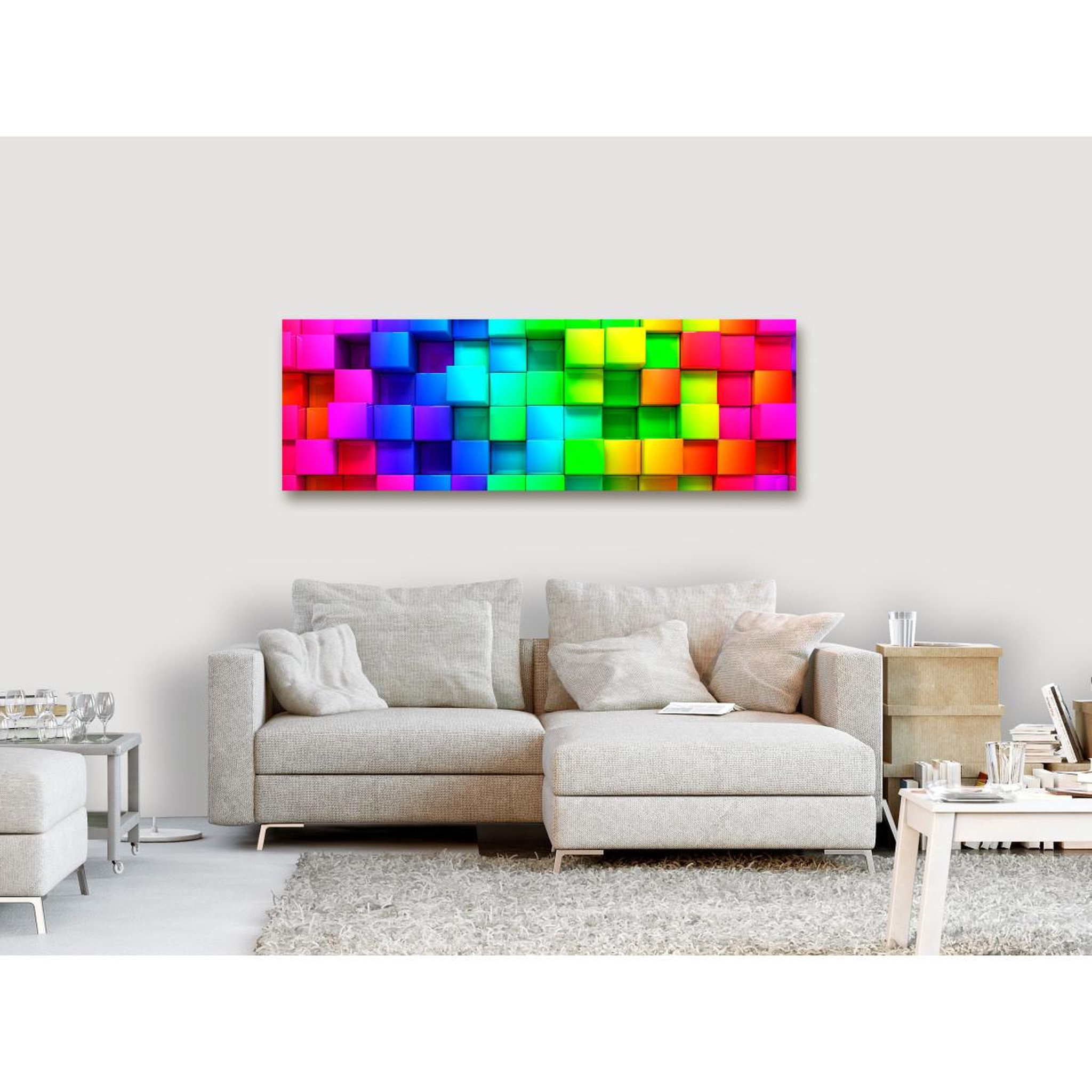 Voir la diapositive 2 : Paris Prix Tableau Imprimé  Colourful Cubes Narrow