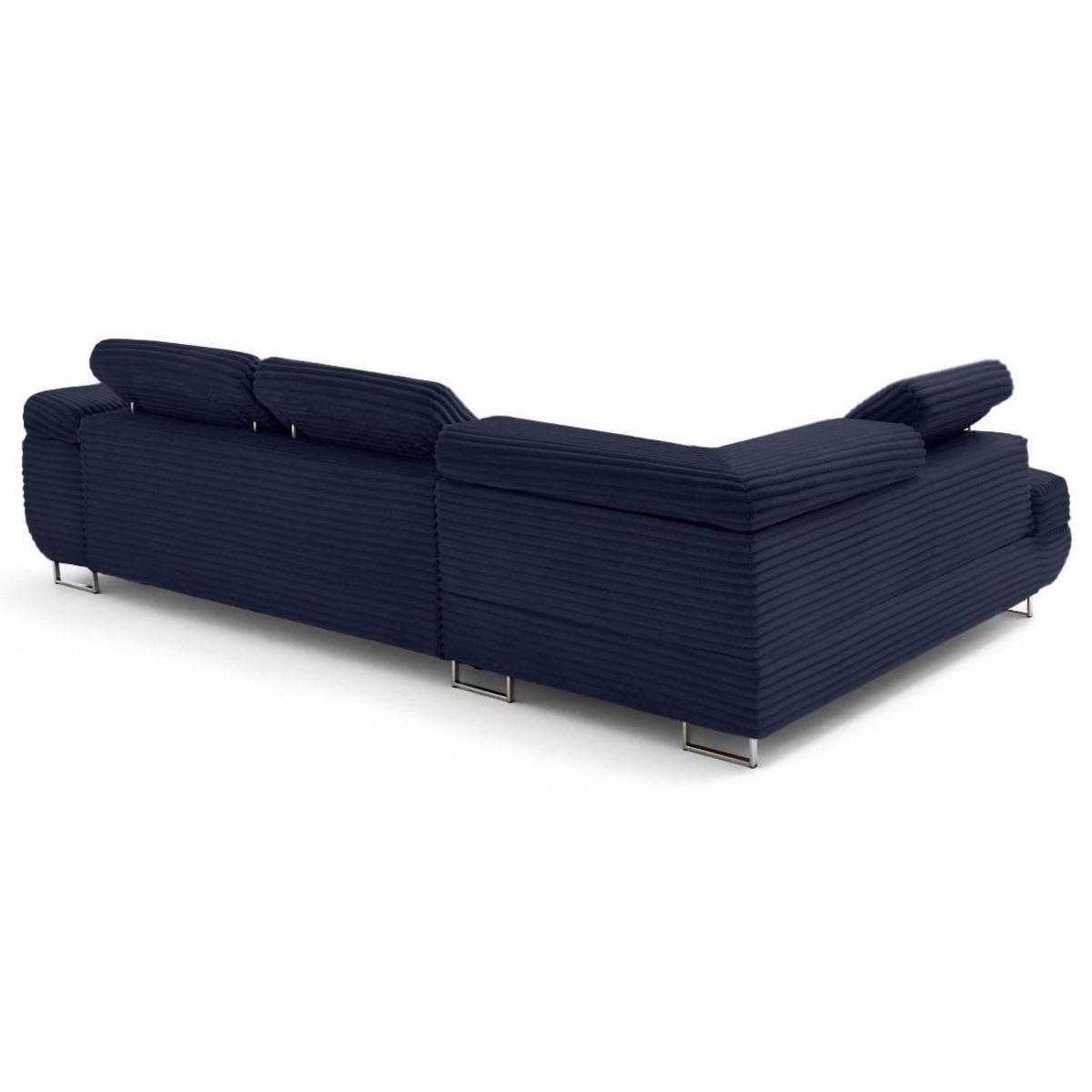 LISA DESIGN Zaria - canapé d'angle gauche 5 places convertible avec coffre et têtières en velours côtelé grosses côtes