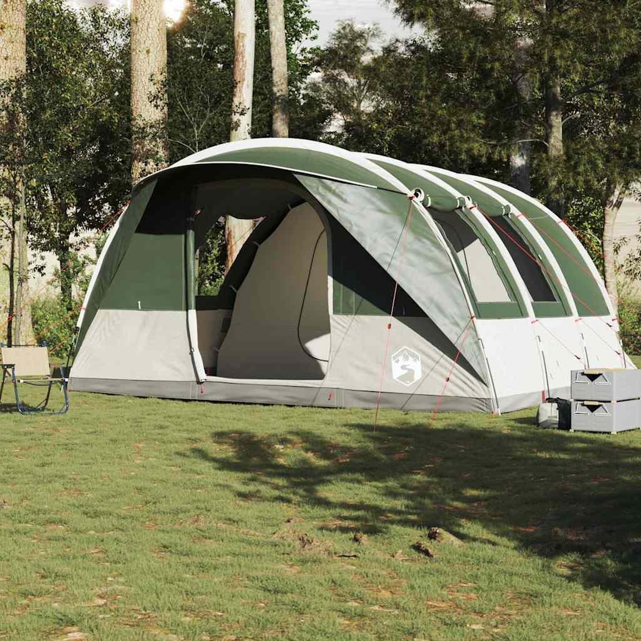 Voir la diapositive 3 : VIDAXL Tente de camping tunnel 5 personnes vert impermeable