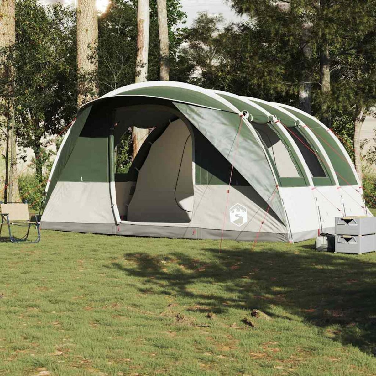 VIDAXL Tente de camping tunnel 5 personnes vert impermeable