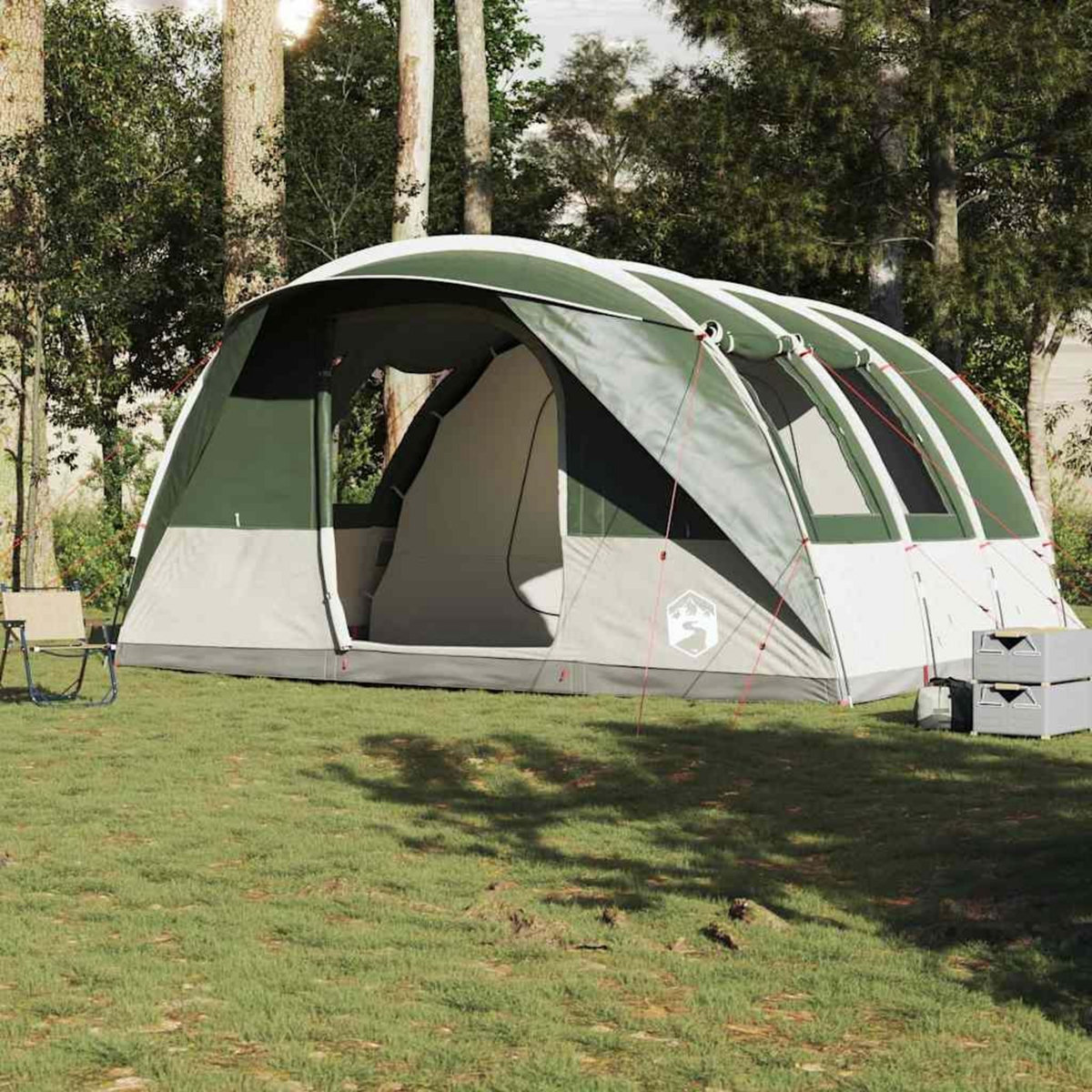 VIDAXL Tente de camping tunnel 5 personnes vert impermeable