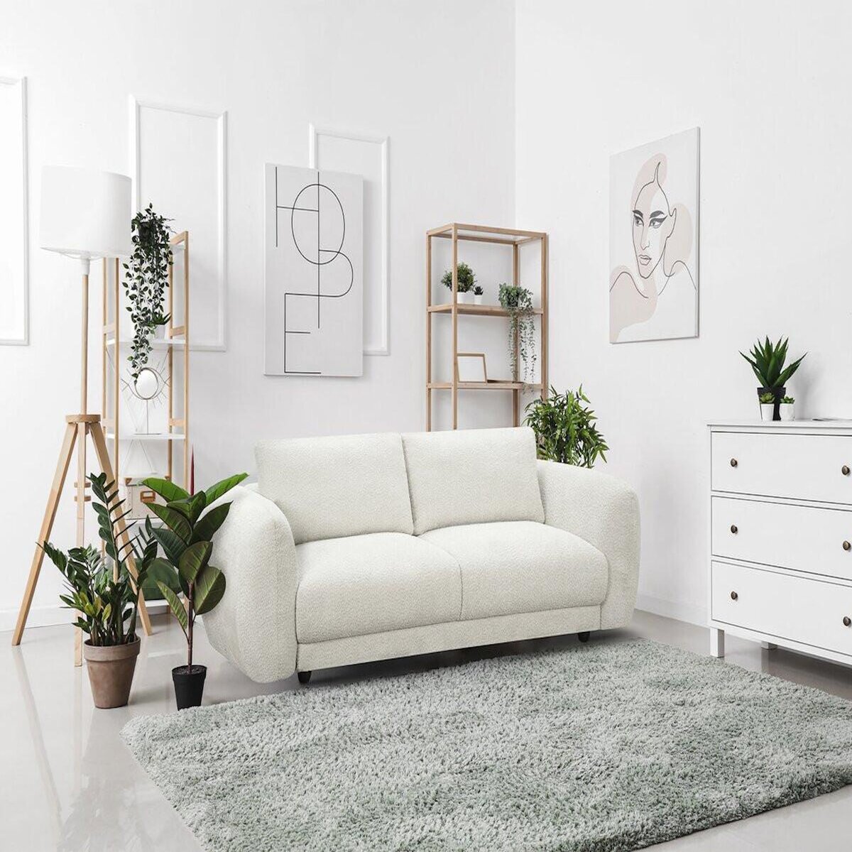 Habitat et Jardin Canapé droit en tissu chenille  Saint Germain S  - 3 places - Beige