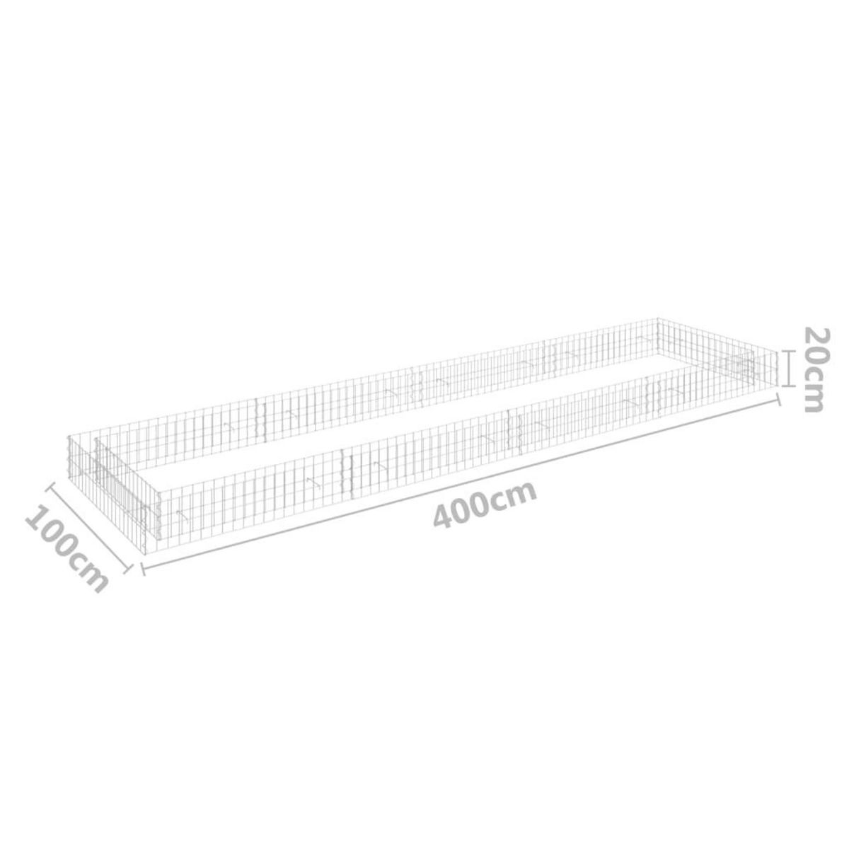 VIDAXL Lit sureleve a gabion Acier galvanise 400x100x20 cm