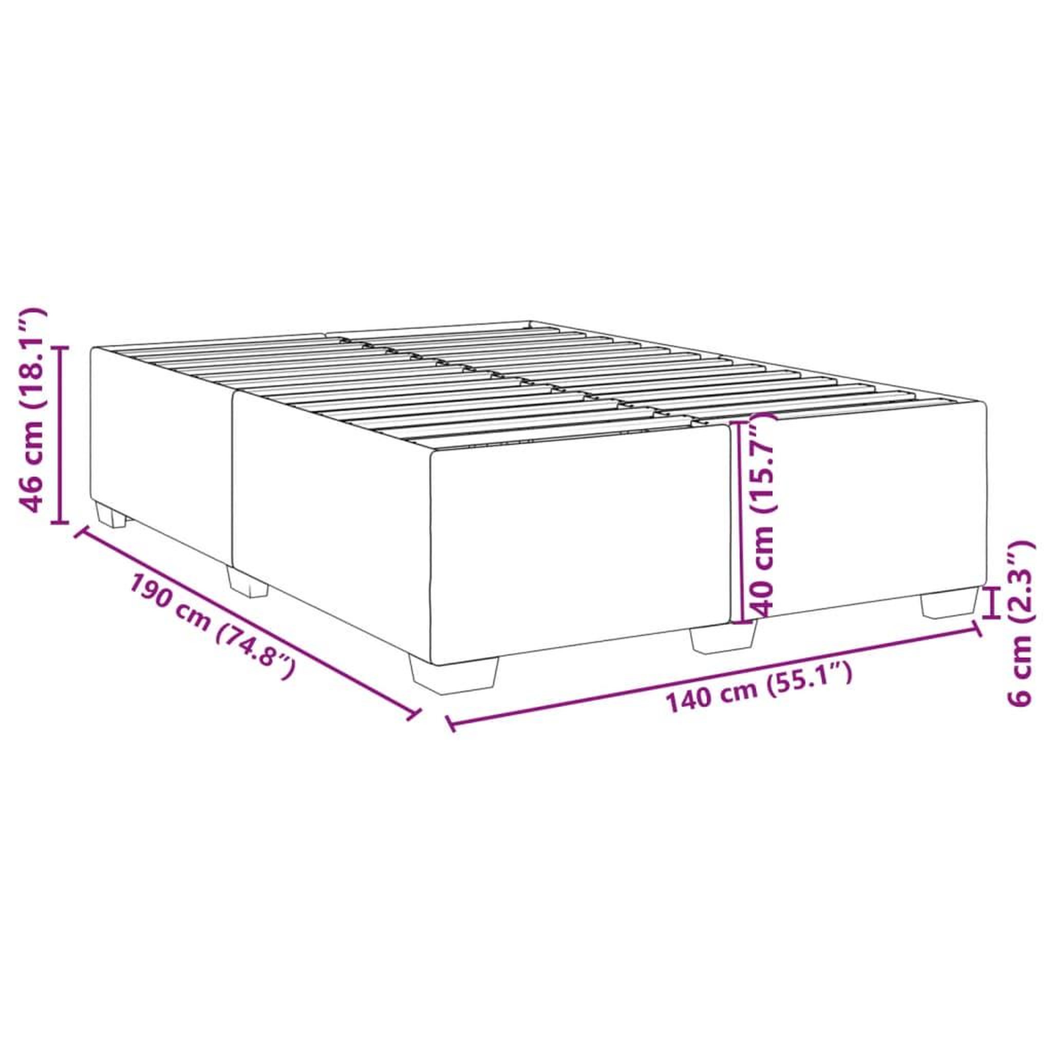 Voir la diapositive 6 : VIDAXL Cadre de lit sans matelas rose 140x190 cm velours