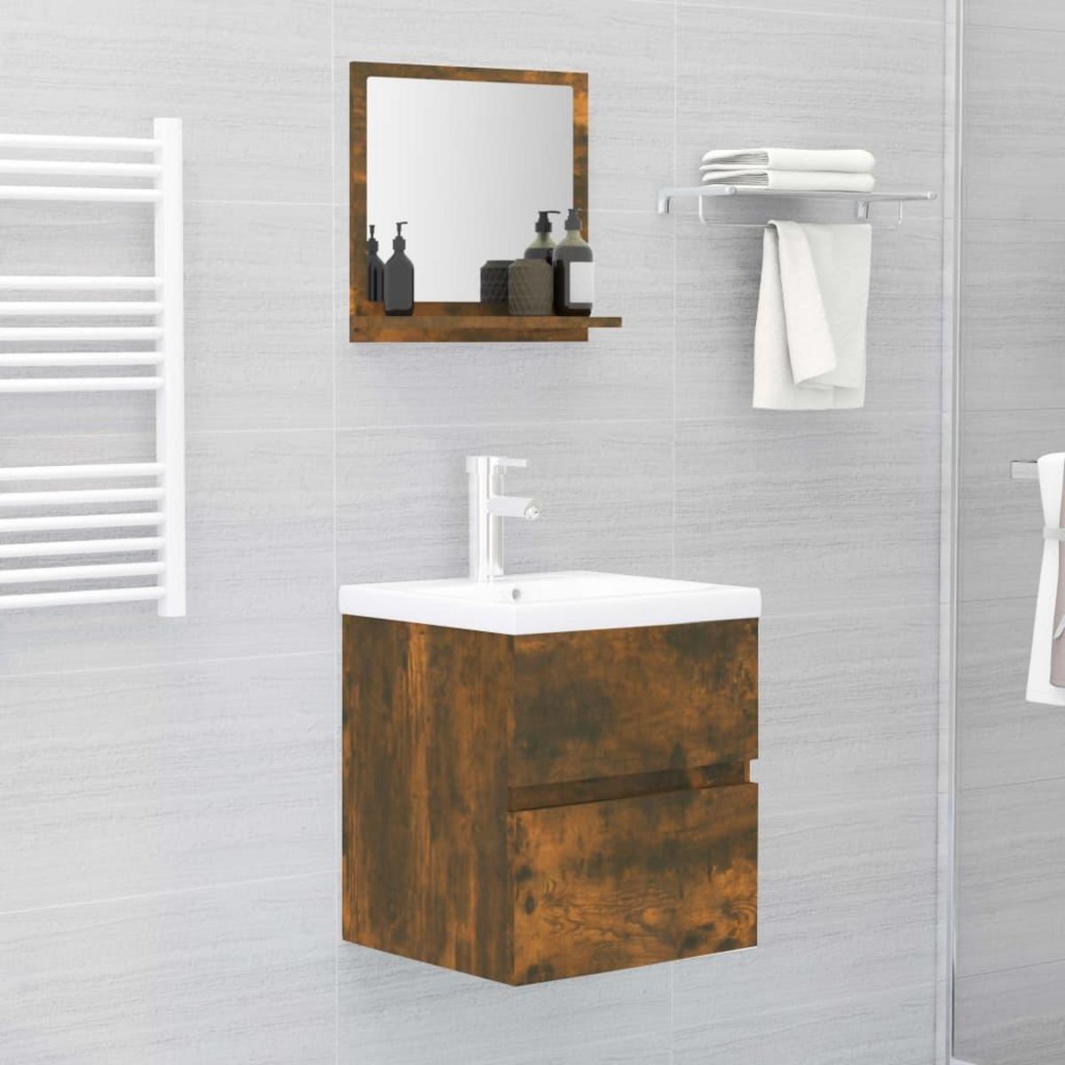 VIDAXL Miroir de bain Chene fume 40x10,5x37 cm Bois d'ingenierie