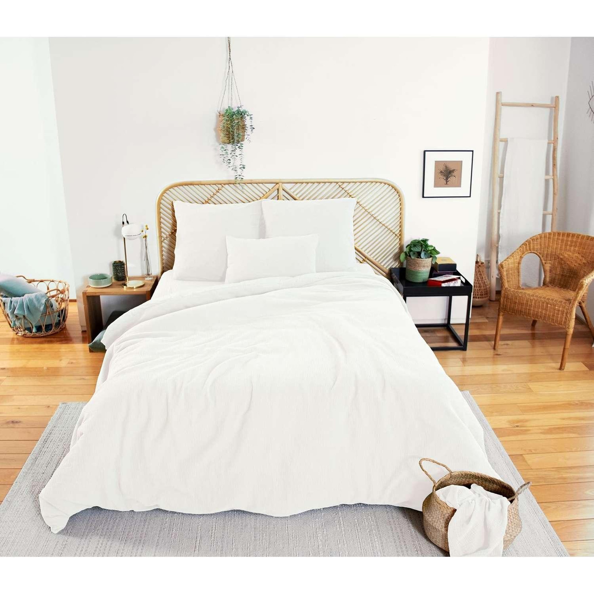Voir la diapositive 2 : COTE DECO Parure de lit - double gaze de coton