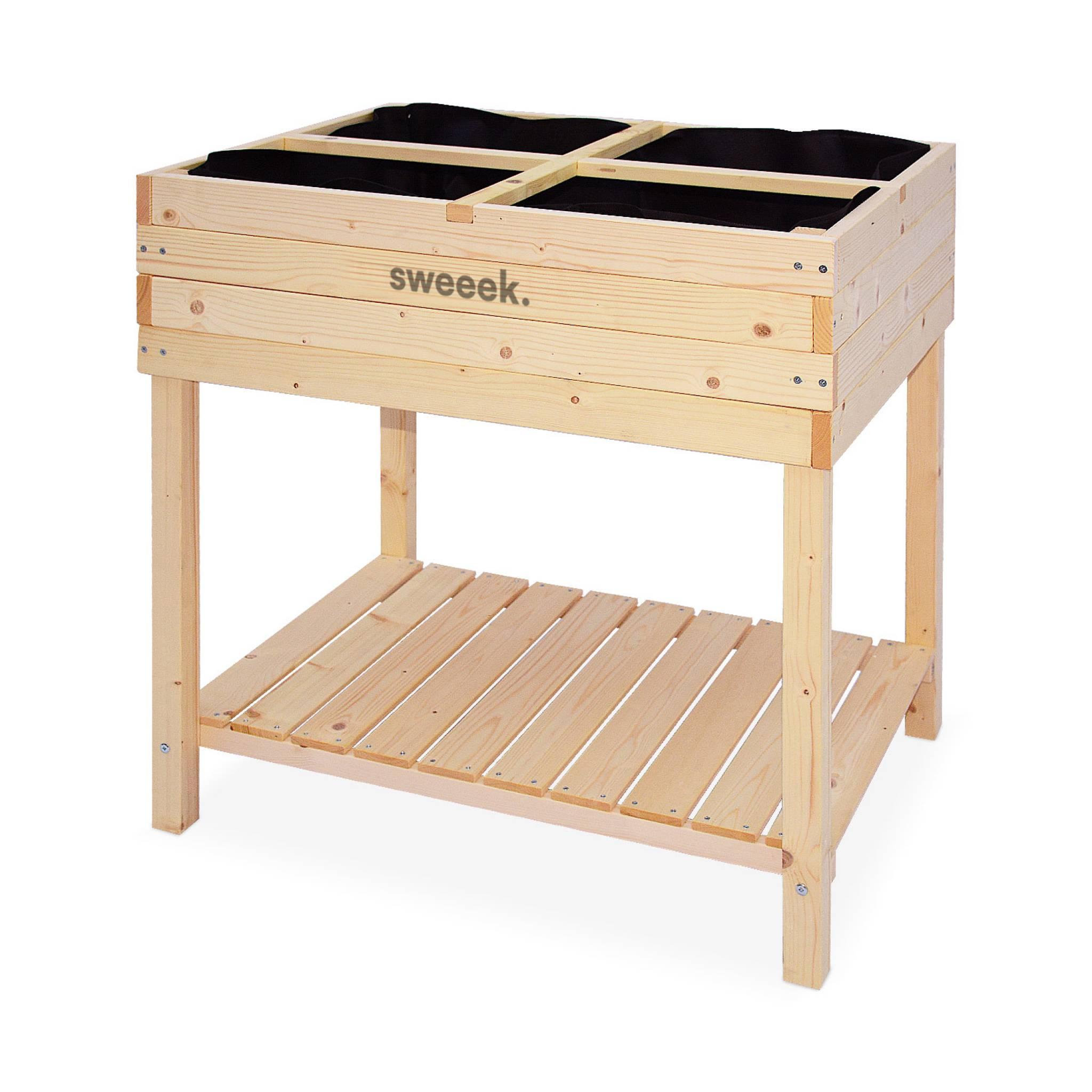 Voir la diapositive 2 : SWEEEK Carré potager sur pieds 80x60.  Anémone -  potager en épicéa finlandais