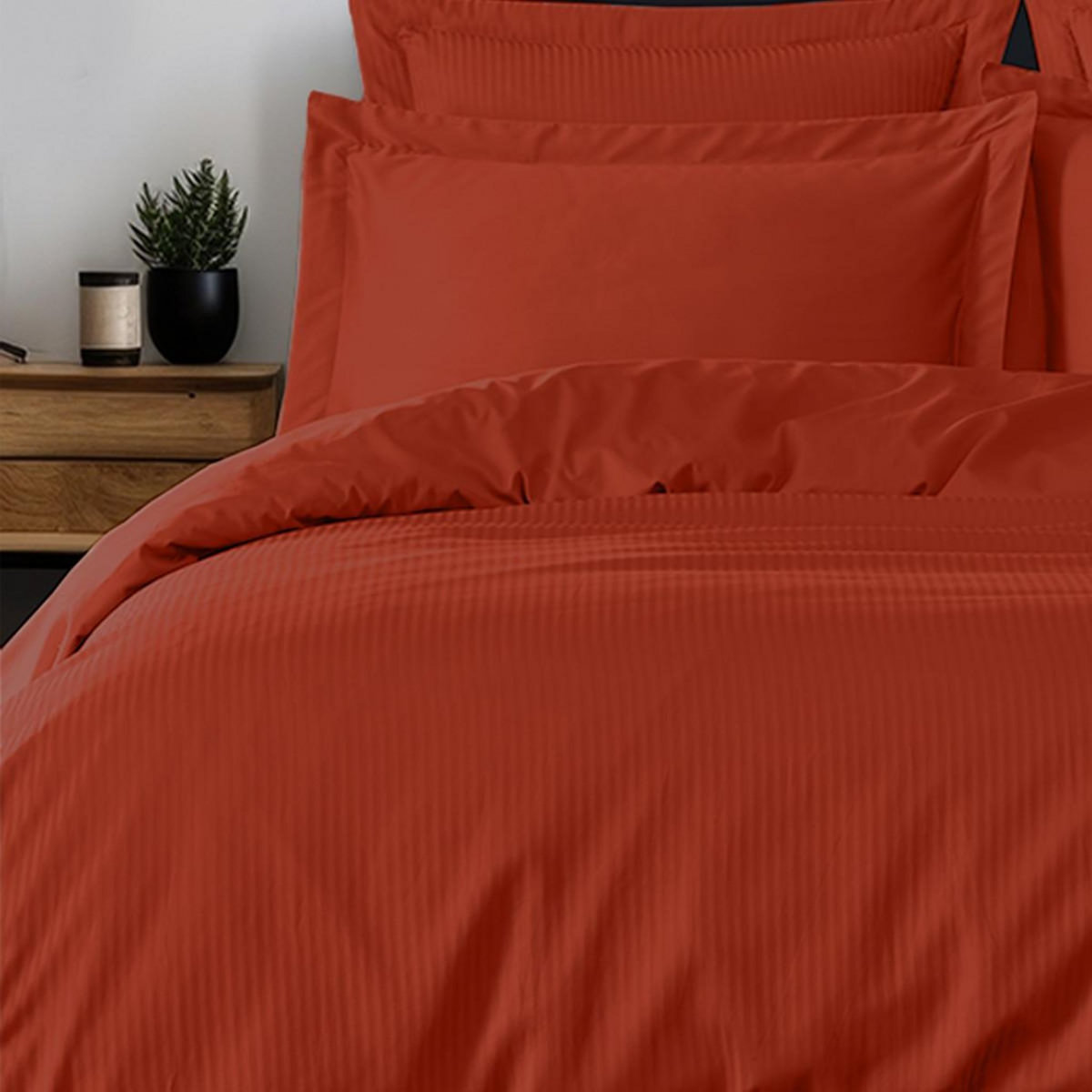 Sensei Maison Parure housse de couette rayée satin + 2 taies 50x70 cm VERSALUXE