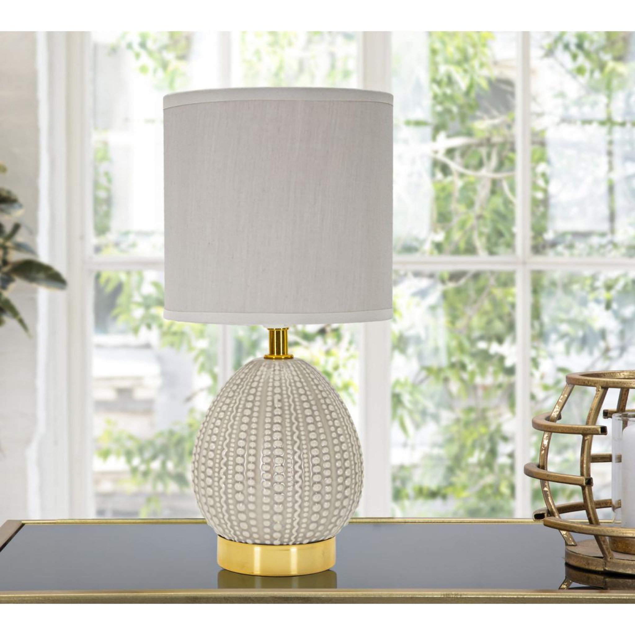 Voir la diapositive 5 : Paris Prix Lampe à poser en céramique  flavi  30cm gris