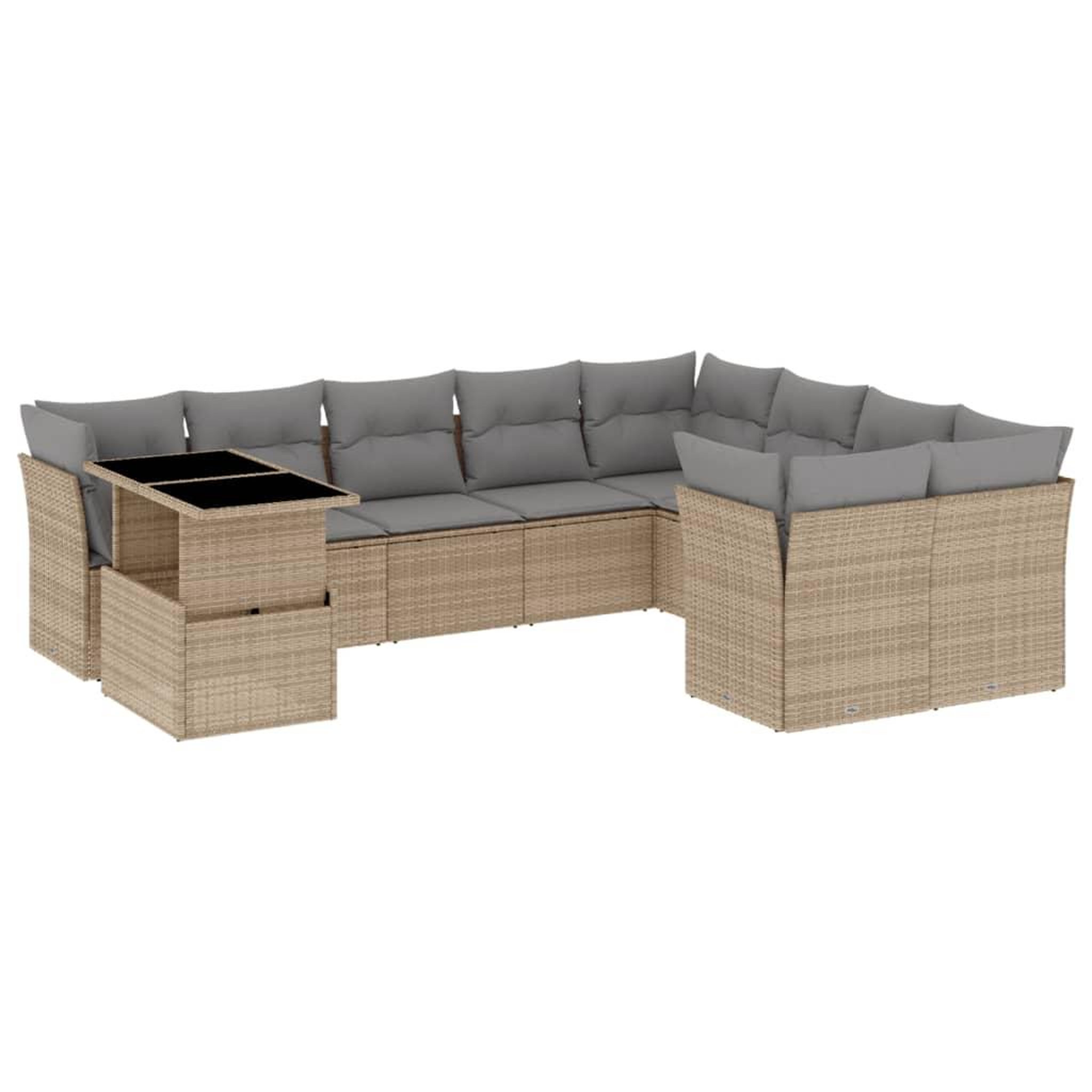 Voir la diapositive 2 : VIDAXL Salon de jardin avec coussins 10 pcs beige resine tressee
