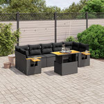 VIDAXL Salon de jardin 8 pcs avec coussins noir resine tressee