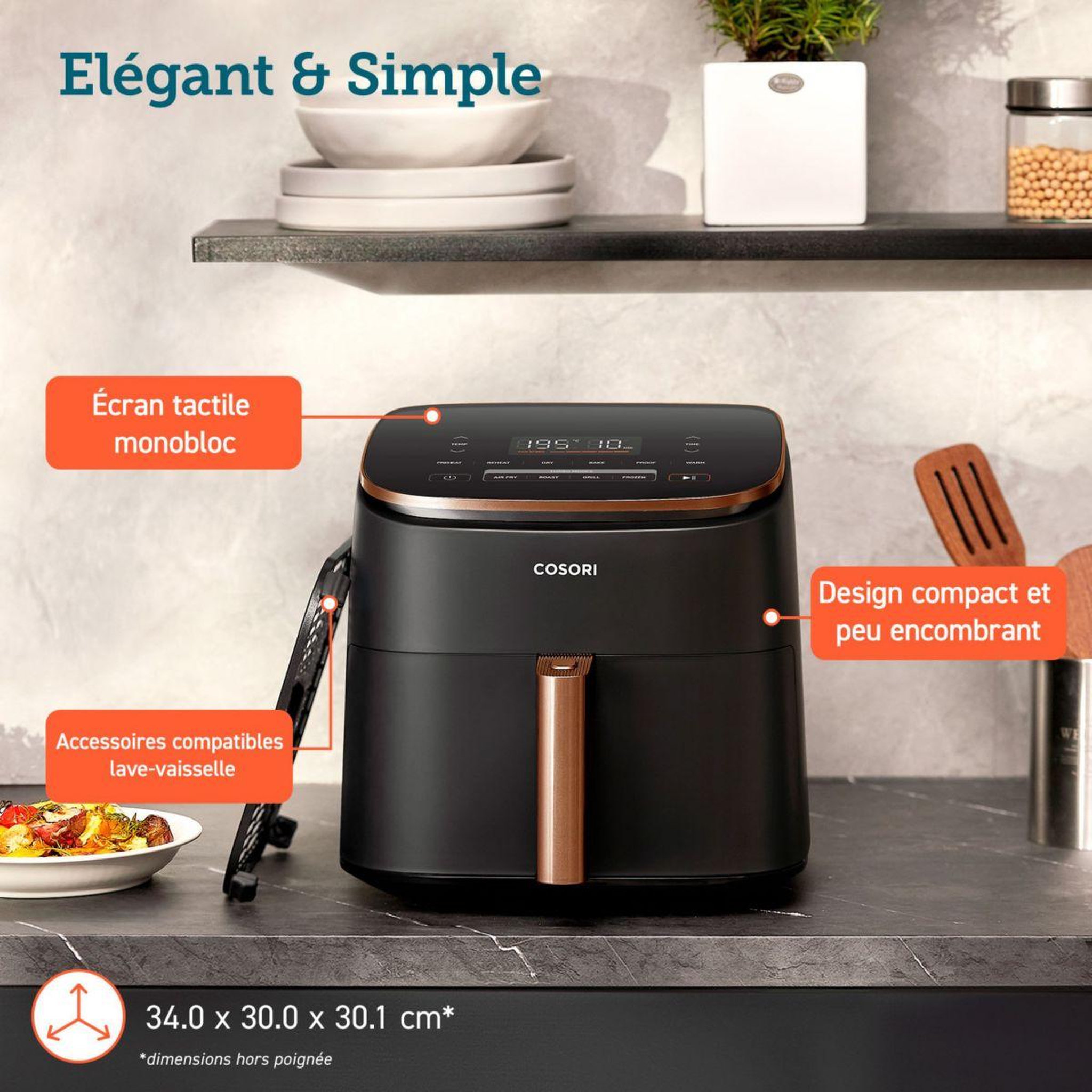 Voir la diapositive 4 : COSORI Friteuse sans huile KOSP0019EUN TurboBlaze chef édition