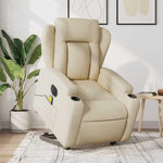 VIDAXL Fauteuil inclinable de massage electrique Creme Tissu