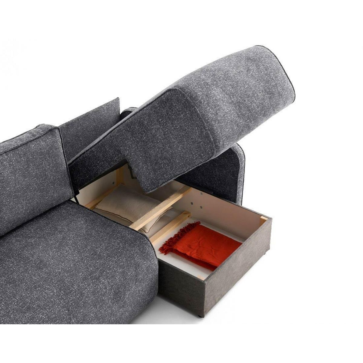 LISA DESIGN Apolline - canapé d'angle réversible 4 places convertible avec coffres en tissu moucheté