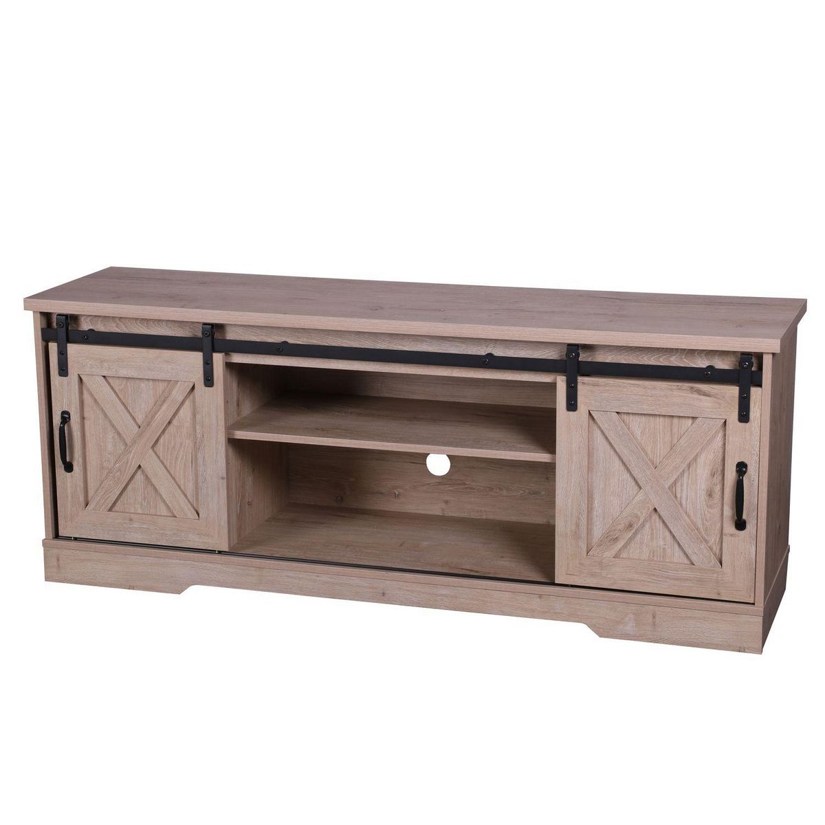 DIVERS Meuble TV New York 2 portes coulissantes - Marron