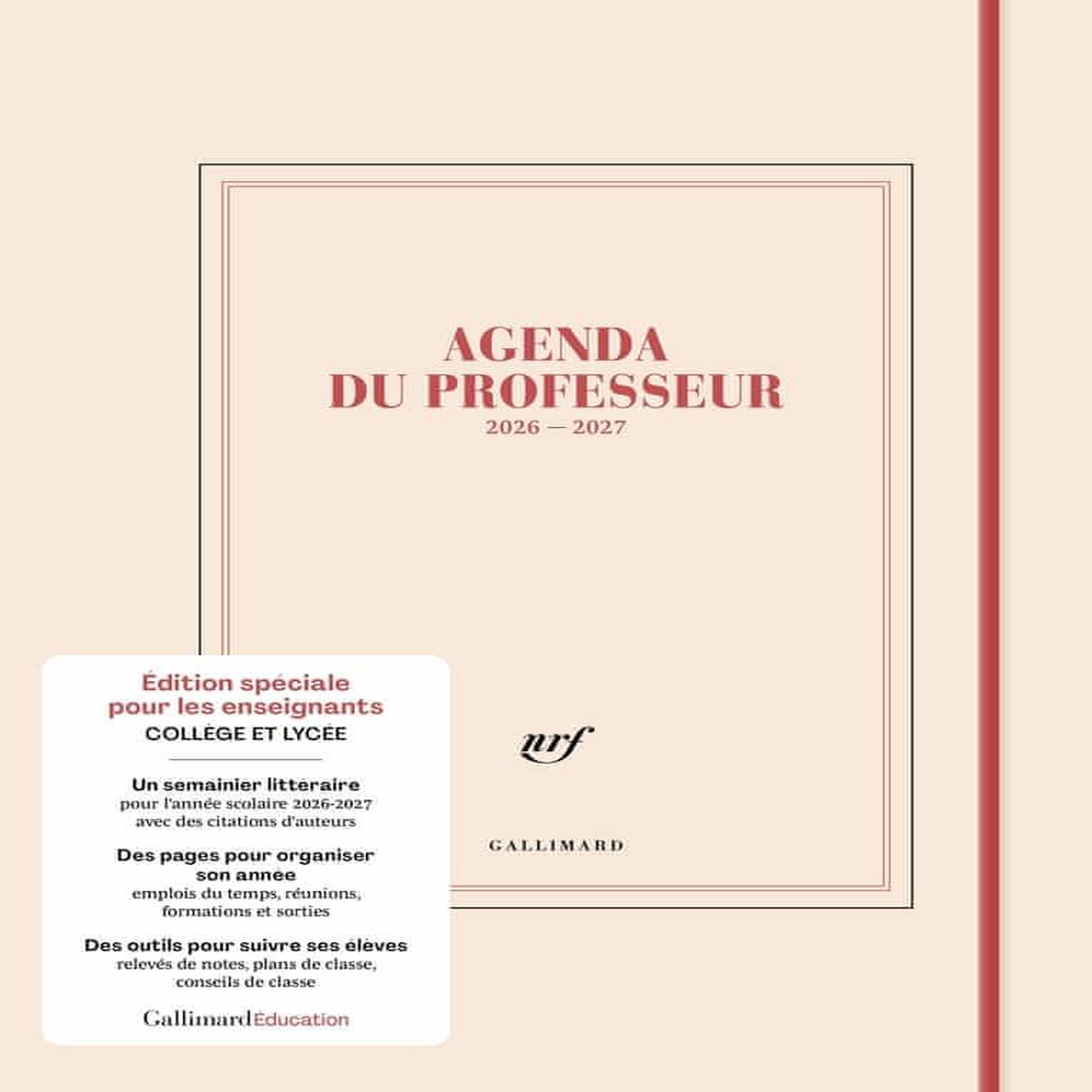 AGENDA DU PROFESSEUR. EDITION 2026-2027, Gallimard