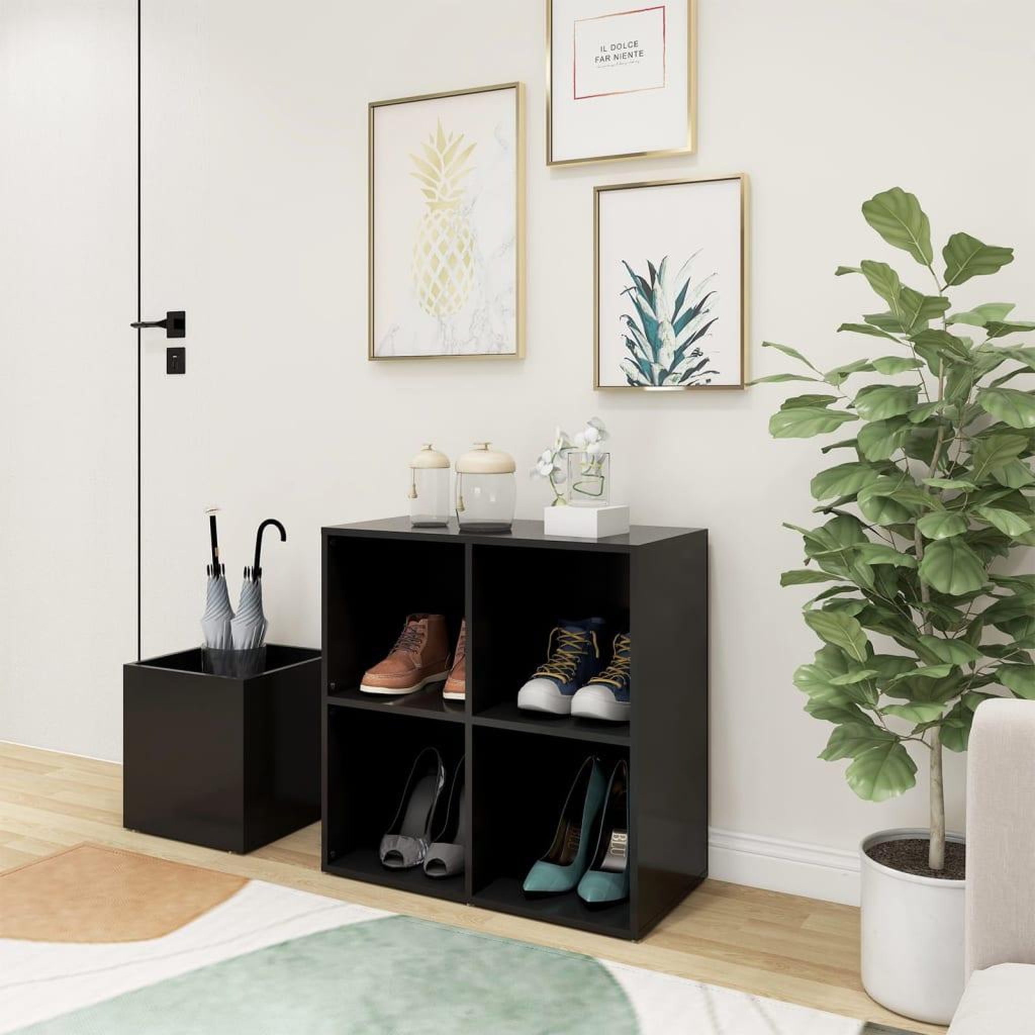 Voir la diapositive 1 : VIDAXL Armoire a chaussures entree gris 105x35,5x70 cm bois ingenierie
