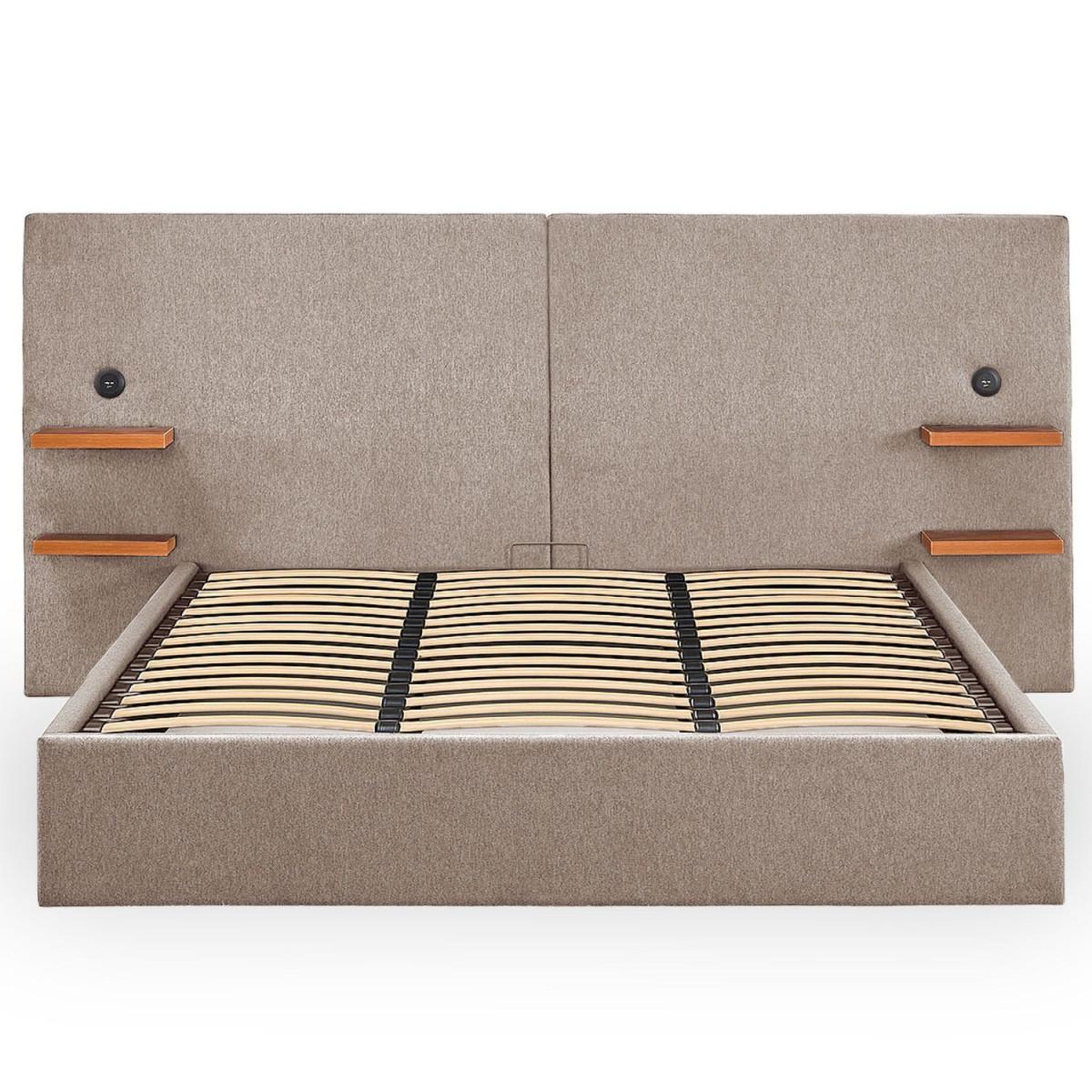 Paris Prix Lit coffre avec tablettes & usb  mike  180x200cm taupe
