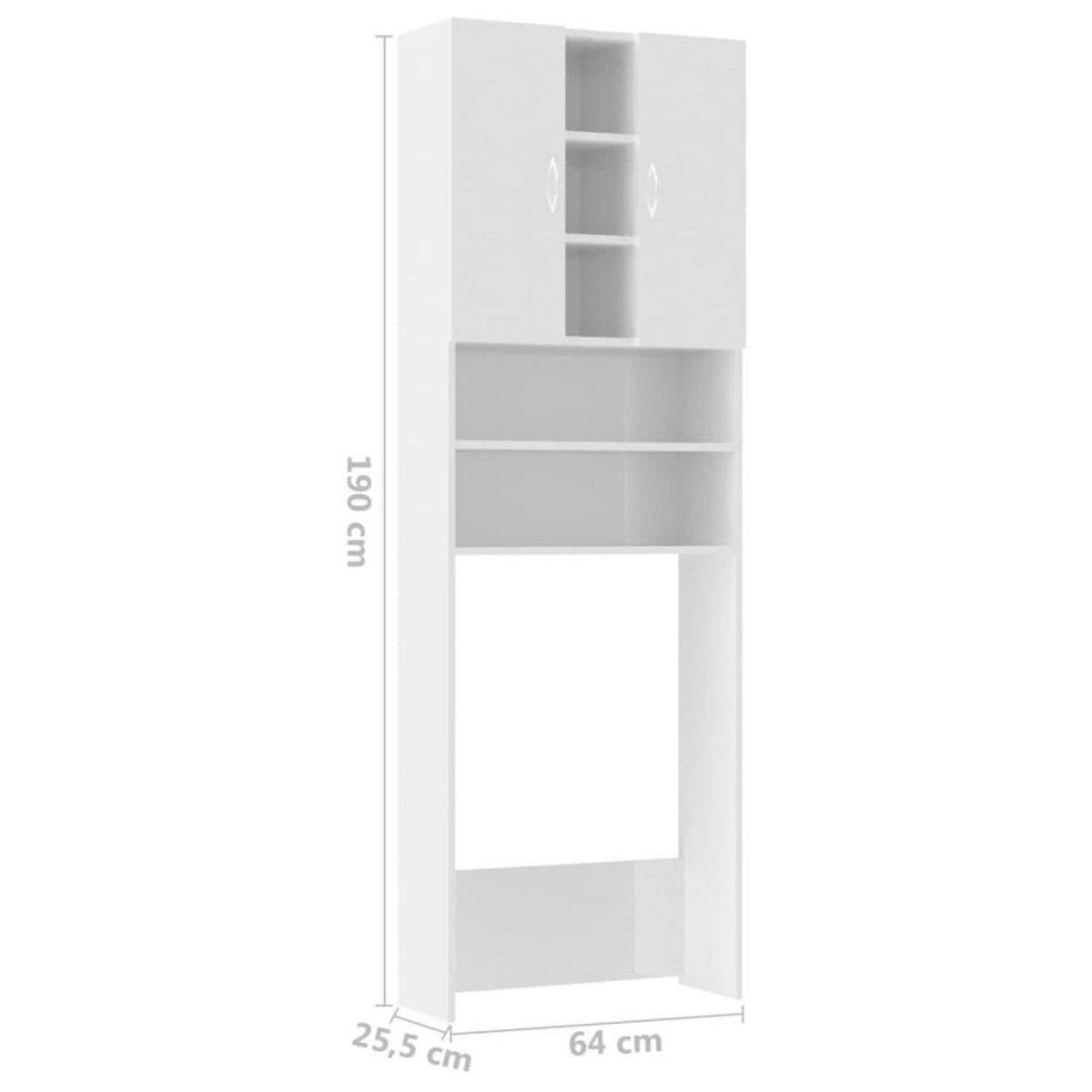 VIDAXL Meuble pour machine a laver blanc brillant 64x25,5x190 cm